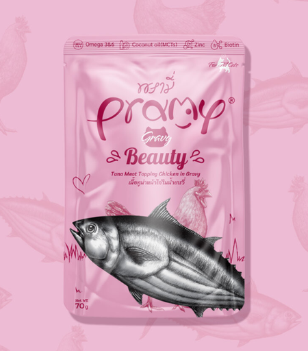 Pramy Tuna Meat Topping Chicken in Gravy Cat Pouch 70g
