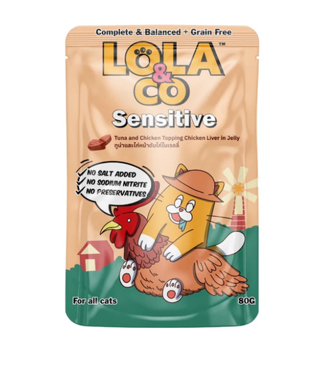 LOLA &amp; CO Tuna and Chicken Topping with Chicken Liver in Jelly Cat Pouch 80g