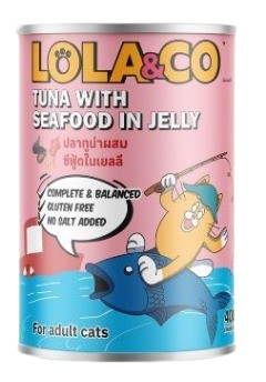 LOLA &amp; CO Tuna with Sea food in Jelly Cat Can 400g