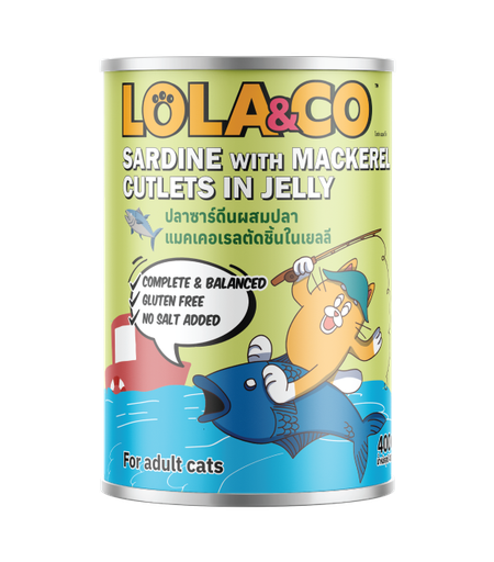 LOLA & CO Sardine with Mackerel Cutlets in Jelly Cat Can 400g