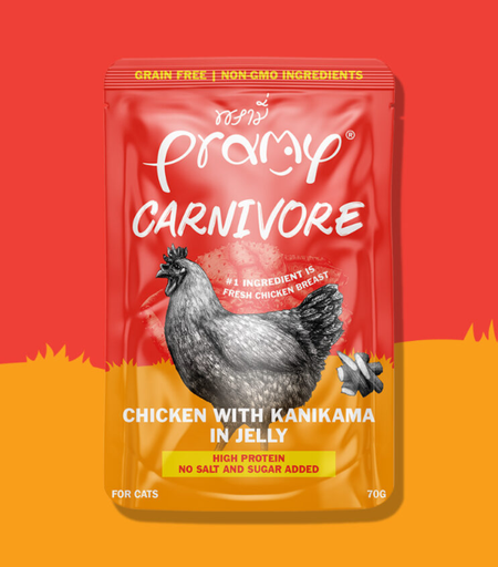 Pramy Carnivore Chicken with Kanikama In Jelly Cat Pouch 70g