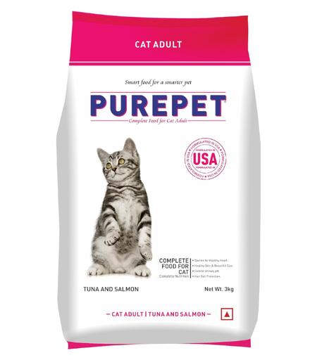 [8906125483808] Purepet Cat Adult Dry Food – Tuna & Salmon 3kg