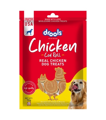 [8906125484546] Drools Chicken Cod Roll Dog Treats 70g