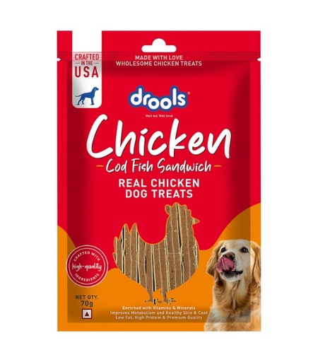 [8906125484577] Drools Cod Fish Sandwich Dog Treats 70g