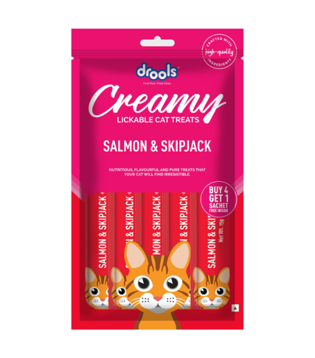 [8906125484768] Drools Creamy Treats – Salmon & Skipjack 5 Sticks