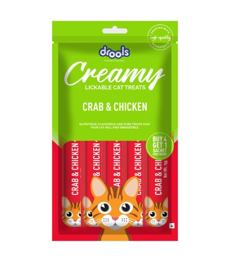 [8906125484744] Drools Creamy Treats – Crab &amp; Chicken 5 Sticks