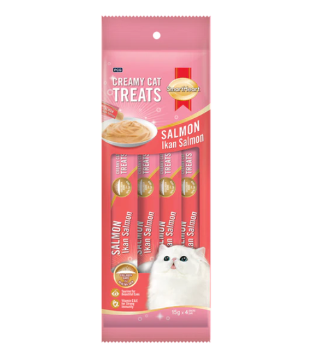 [8850477018761] SmartHeart Cat Creamy Treats – Salmon (15g x 4 Pack)