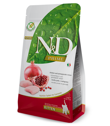 [8010276032584] PZ-Farmina N&D Prime Chicken & Pomegranate Kitten Dry Food – 1.5 kg