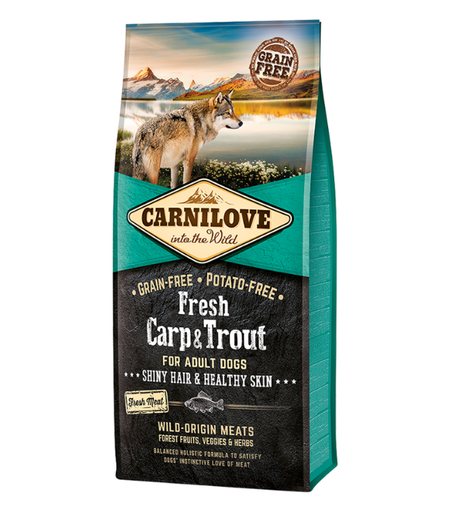[8595602527533] Carnilove Fresh Carp &amp; Trout Shiny Hair &amp; Healthy Skin for Adult dog 1.5kg
