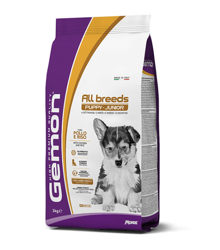 [8009470386197] Gemon All Breeds Puppy & Junior Dog Food with Chicken & Rice – 3 kg