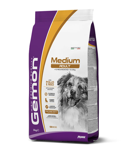 [8009470386074] Gemon Medium Adult Dog Food with Chicken &amp; Rice – 3 kg