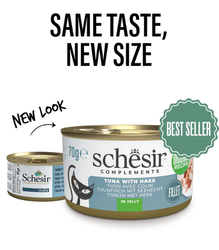 Schesir Cat Can Tuna with Hake in Jelly 70g