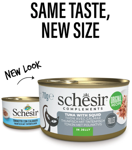 Schesir Cat Can Tuna with Squid in Jelly 70g