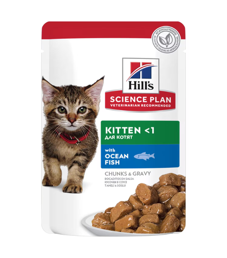 Hill's Science Plan Tender Chunks & Gravy Kitten Ocean Fish Pouches 85g