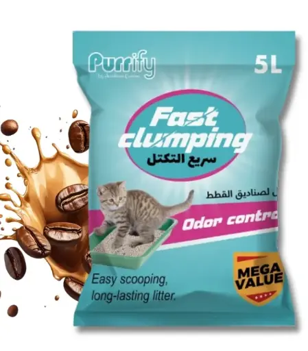 [6359346129468-Coffee] Purrify Fast Clumping Cat Litter 5Ltr Coffee