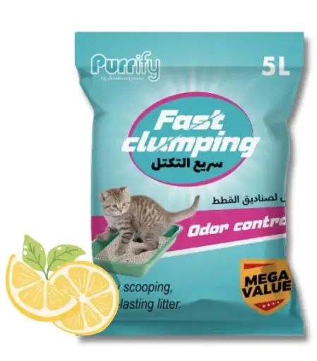 [6359346129468-Lemon] Purrify Fast Clumping Cat Litter 5Ltr Lemon