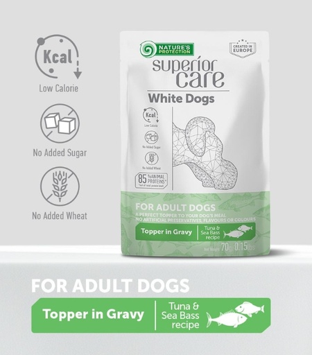 Nature’s Protection Superior Care Adult All Breed White Coat Tuna & Sea Bass Wet Food – 70g Pouches