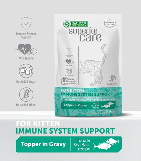 Nature’s Protection Superior Care Kitten All Breed Immune Support Tuna & Sea Bass Wet Food – 70g