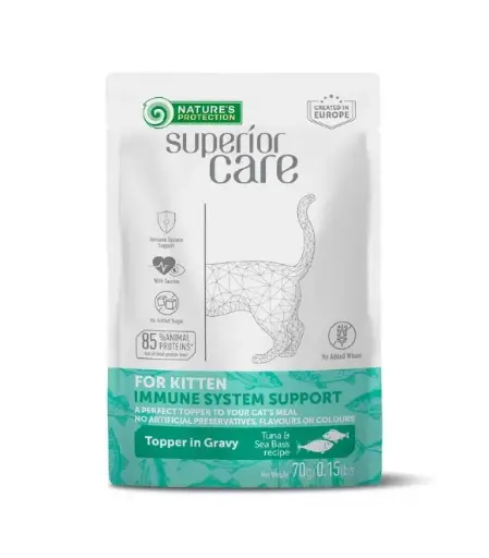 Nature’s Protection Superior Care Kitten All Breed Immune Support Tuna & Sea Bass Wet Food – 70g