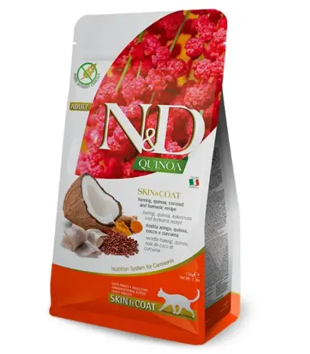 [8010276035813] PZ-Farmina N&D Quinoa Cat Skin & Coat Herring – 1.5 kg