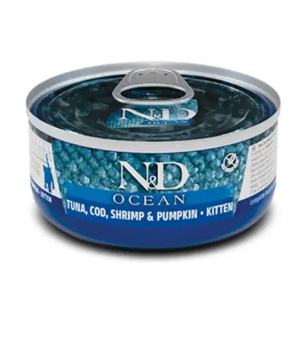 [8606014102918] PZ-Farmina N&D Cat Ocean Tuna, Cod, Shrimp & Pumpkin Kitten 70g