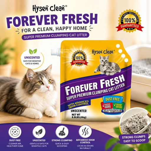 [6972229784747] Hysen Clean Forever Fresh Super Premium Clumping Cat Litter Unscented 4kg