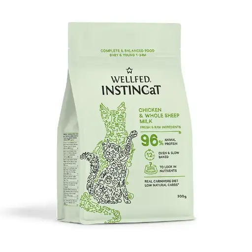[5206819217119] Pet Interest Wellfed INSTINCaT Complete Chicken & Whole Sheep Milk Kitten Food 300g – 1 to 24 Months